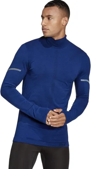 ADIDAS MEN’S PRIMEKNIT RUNNING MID-LAYER SWEATSHIRT TOP, Victory Blue Mel/Black, SMALL