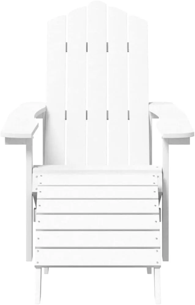 Adirondack Chair with Detachable Footstool HDPE White Outdoor Patio Furniture Durable Weather-Resistant Lounge Chair for Backyard, Poolside, and Camping