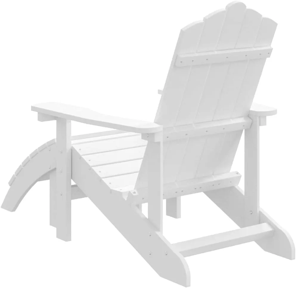 Adirondack Chair with Detachable Footstool HDPE White Outdoor Patio Furniture Durable Weather-Resistant Lounge Chair for Backyard, Poolside, and Camping