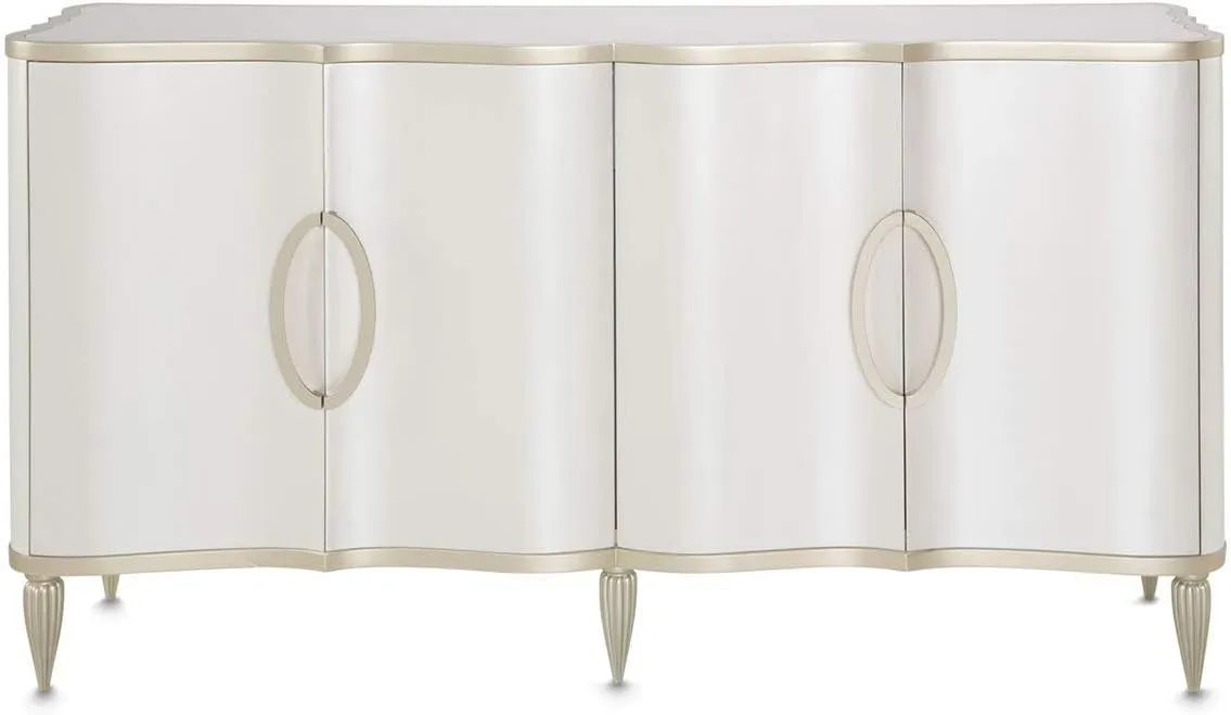 Aico Amini London Place 2 PC Sideboard & Mirror Set in Creamy Pearl