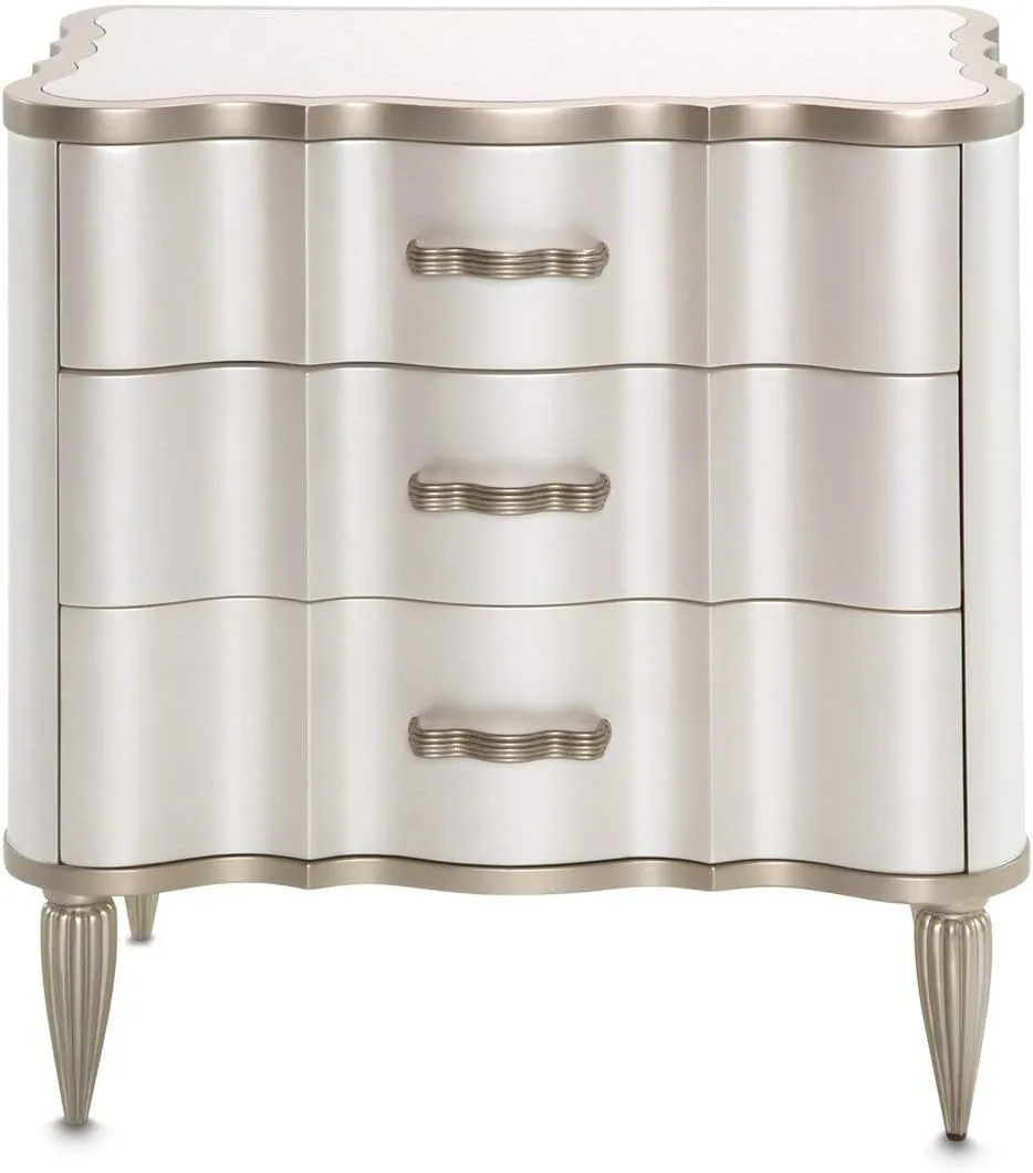 Aico Amini London Place Nightstand in Creamy Pearl