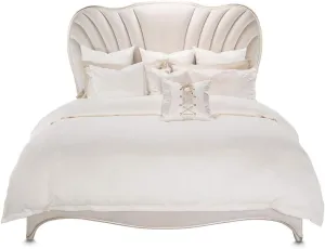 Aico Amini London Place Queen Upholstered Panel Bed in Creamy Pearl