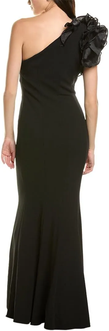 Aidan Mattox Women's One Shoulder Gown with Organza