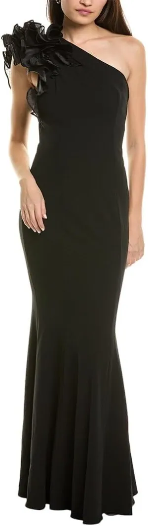 Aidan Mattox Women's One Shoulder Gown with Organza