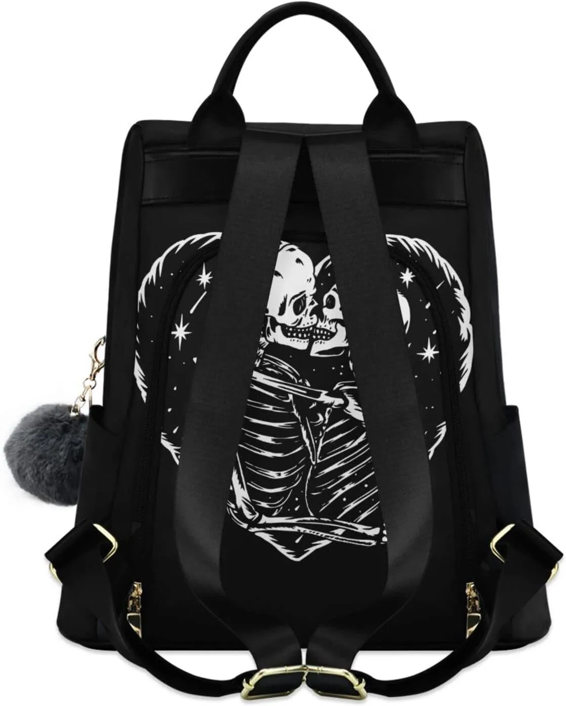 ALAZA Skeleton Skull Love Heart Backpack Purse for Women Travel Casual Daypack College Bookbag Work Business Ladies Shoulder Bag