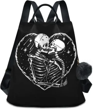 ALAZA Skeleton Skull Love Heart Backpack Purse for Women Travel Casual Daypack College Bookbag Work Business Ladies Shoulder Bag