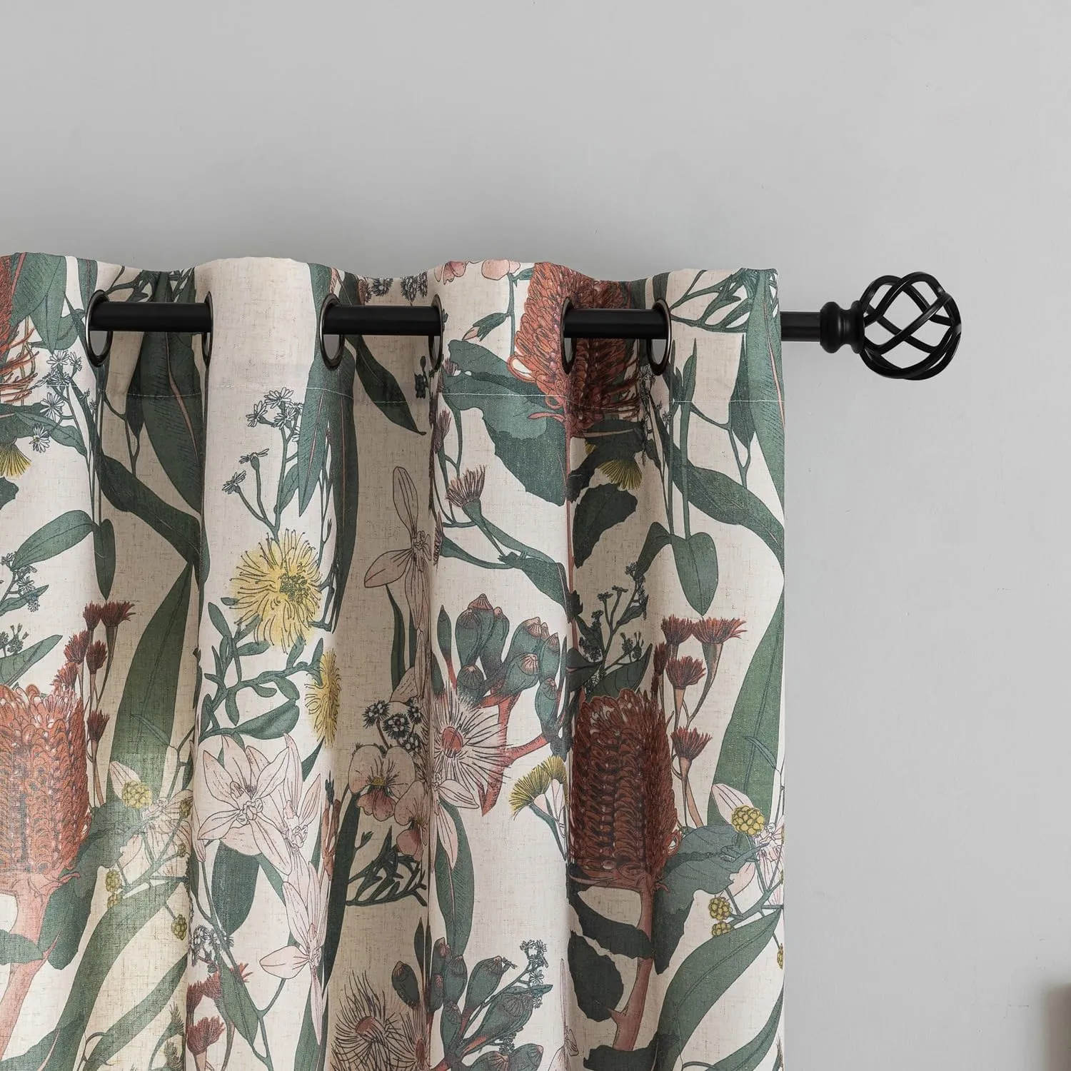 ALIGOGO Linen Floral Curtains for Living Room - 96 inches Long Botanical Print Boho Exotic Themed Tropical Spring/Summer Light Filtering Anthropologie Curtains Grommet 2 Pieces 50" W x 96" L
