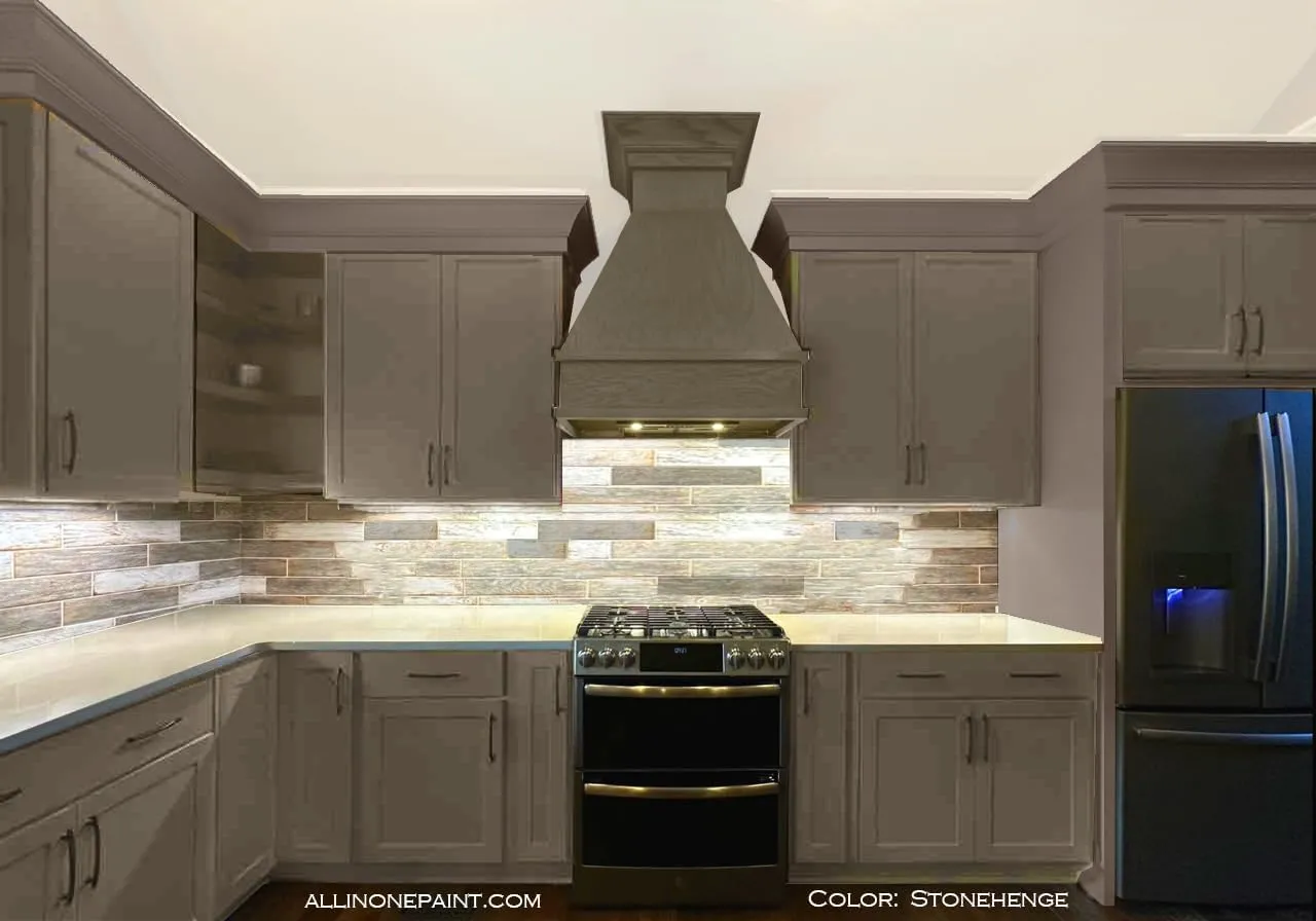 ALL-IN-ONE Paint, Durable cabinet and furniture paint. Built in primer and top coat, no sanding needed. Includes our 30 featured color card - Stonehenge, Gallon
