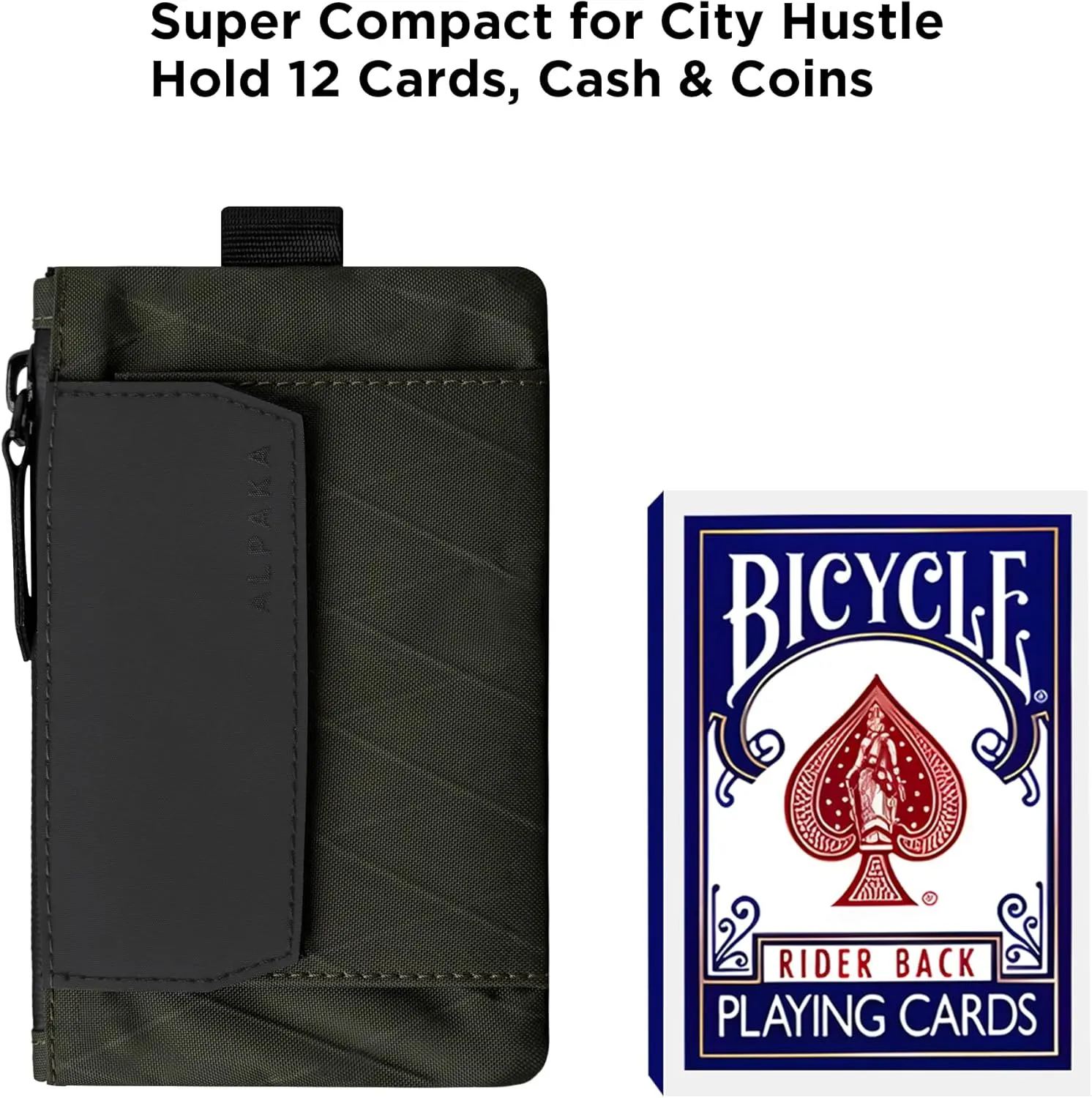 ALPAKA Zip Pouch Coin - Compact EDC Card Holder and Cash Wallet - RFID Blocking Minimalist Travel Wallet - Weatherproof Dark Green X-Pac VX21 Fabric