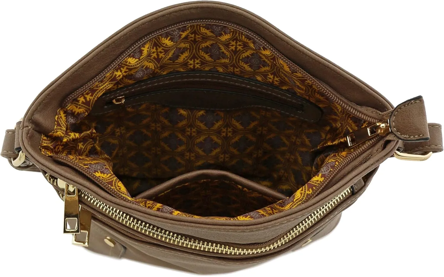 ALYSSA Triple Zip Pocket Large Crossbody Bag