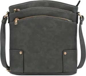 ALYSSA Triple Zip Pocket Large Crossbody Bag