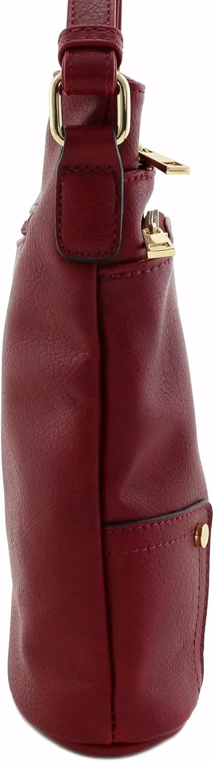 ALYSSA Triple Zip Pocket Large Crossbody Bag
