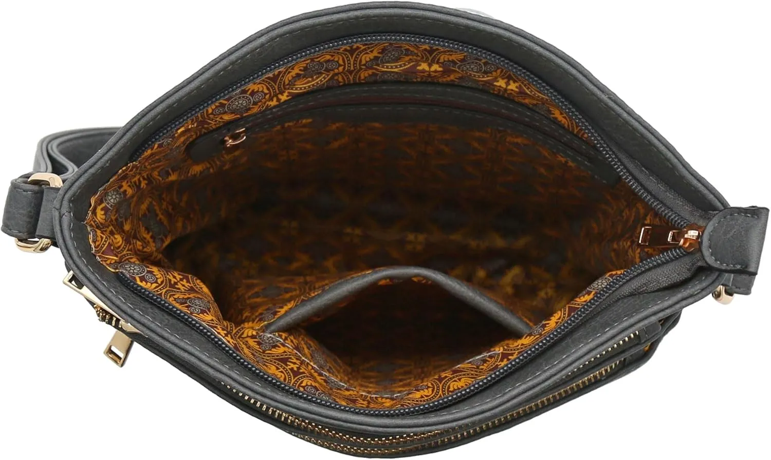 ALYSSA Triple Zip Pocket Large Crossbody Bag