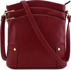 ALYSSA Triple Zip Pocket Large Crossbody Bag