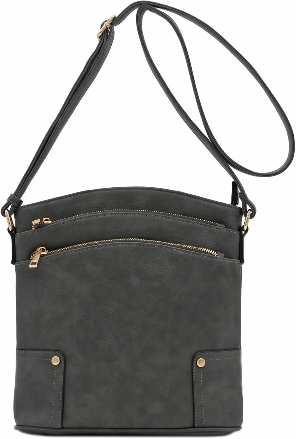 ALYSSA Triple Zip Pocket Large Crossbody Bag