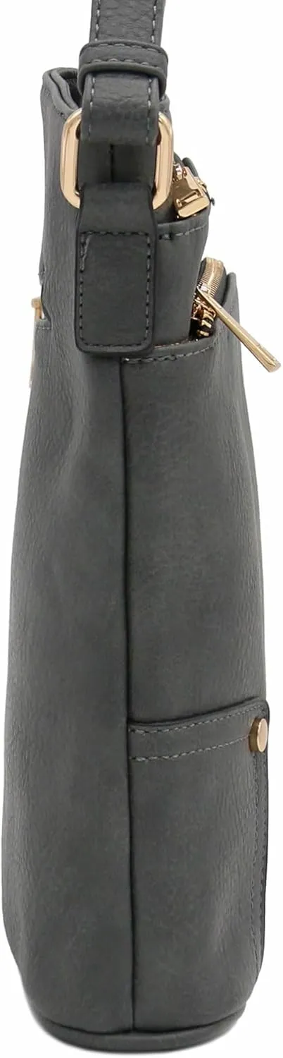 ALYSSA Triple Zip Pocket Large Crossbody Bag