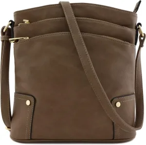 ALYSSA Triple Zip Pocket Large Crossbody Bag