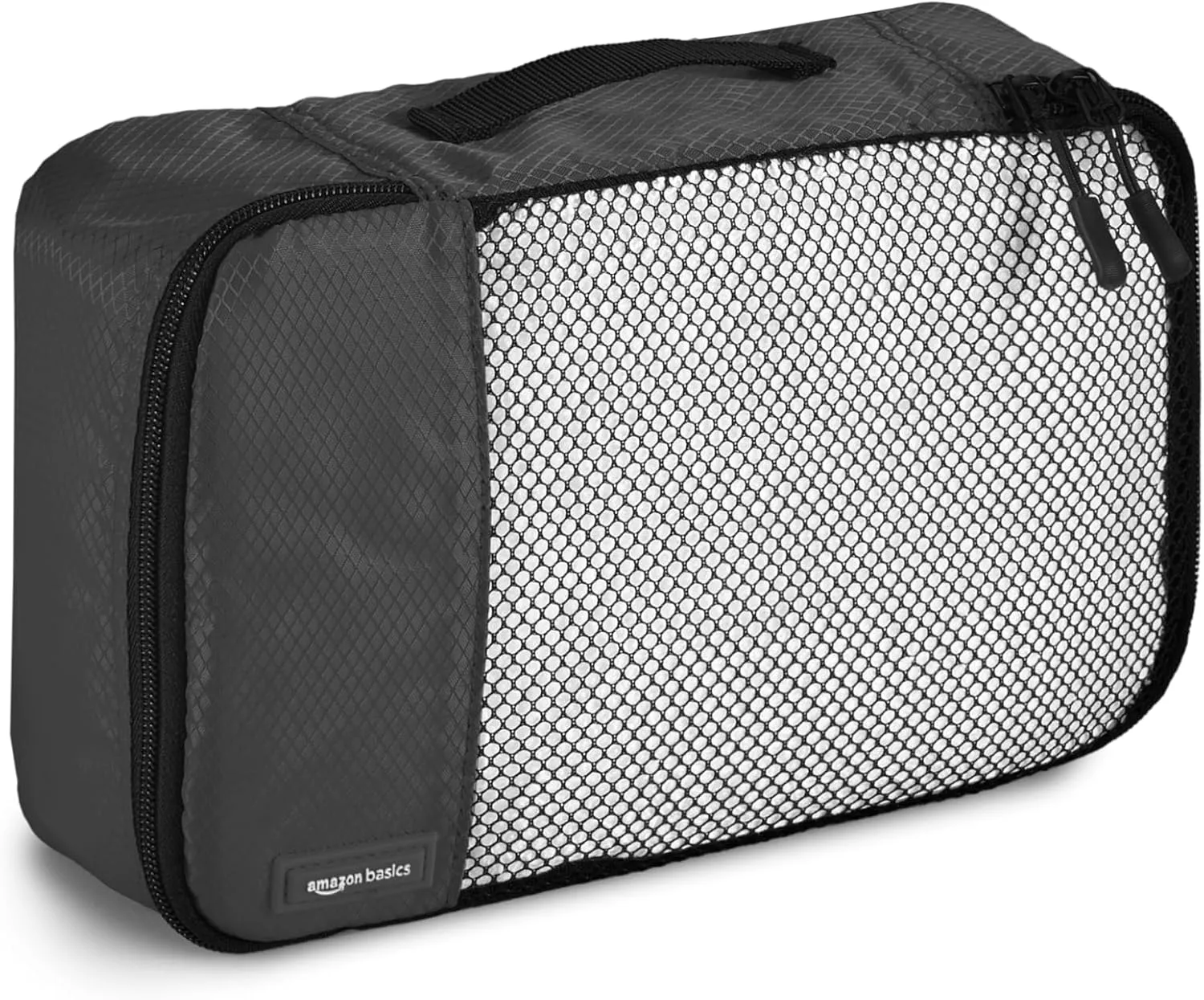 Amazon Basics Packing Cubes for Travel, Packing Organizers Set, 4-Piece-Set (Slim, Small, Medium, Large) With Double Zipper Pulls and Mesh Top Panel, 100% Durable Polyester, Black