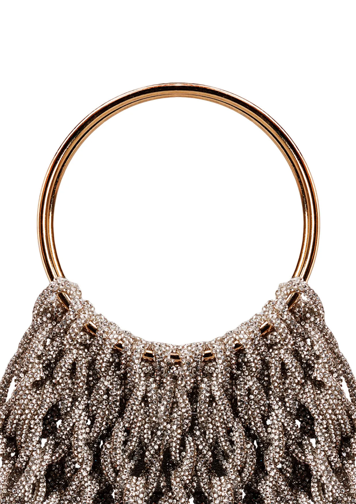 Ambra Ring-Handle Crystal Woven Handbag