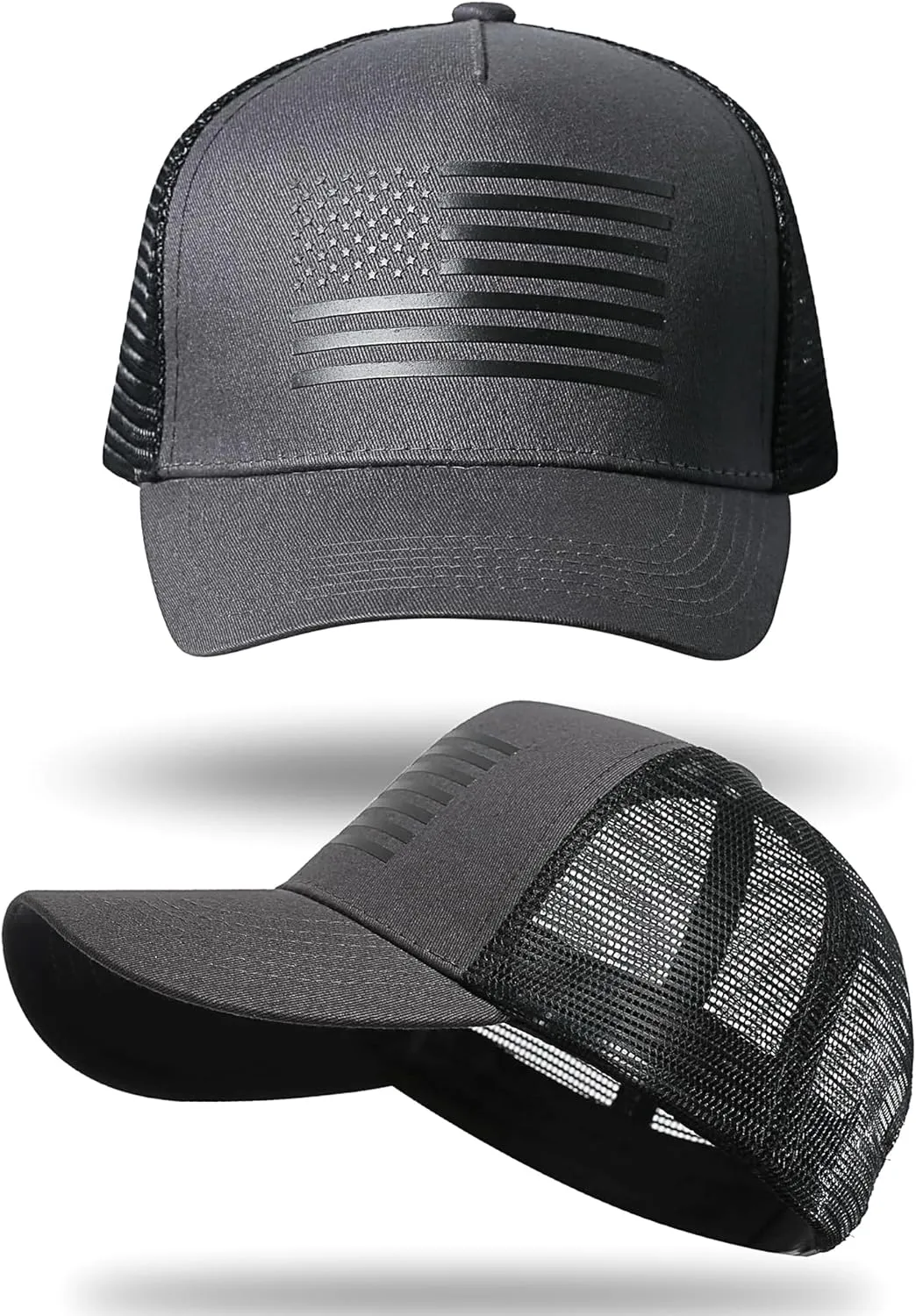 American Flag Trucker Hat Baseball Cap Snapback Fitted Hats for Men Women Snap Closure Design Breathable Mesh Side Durable