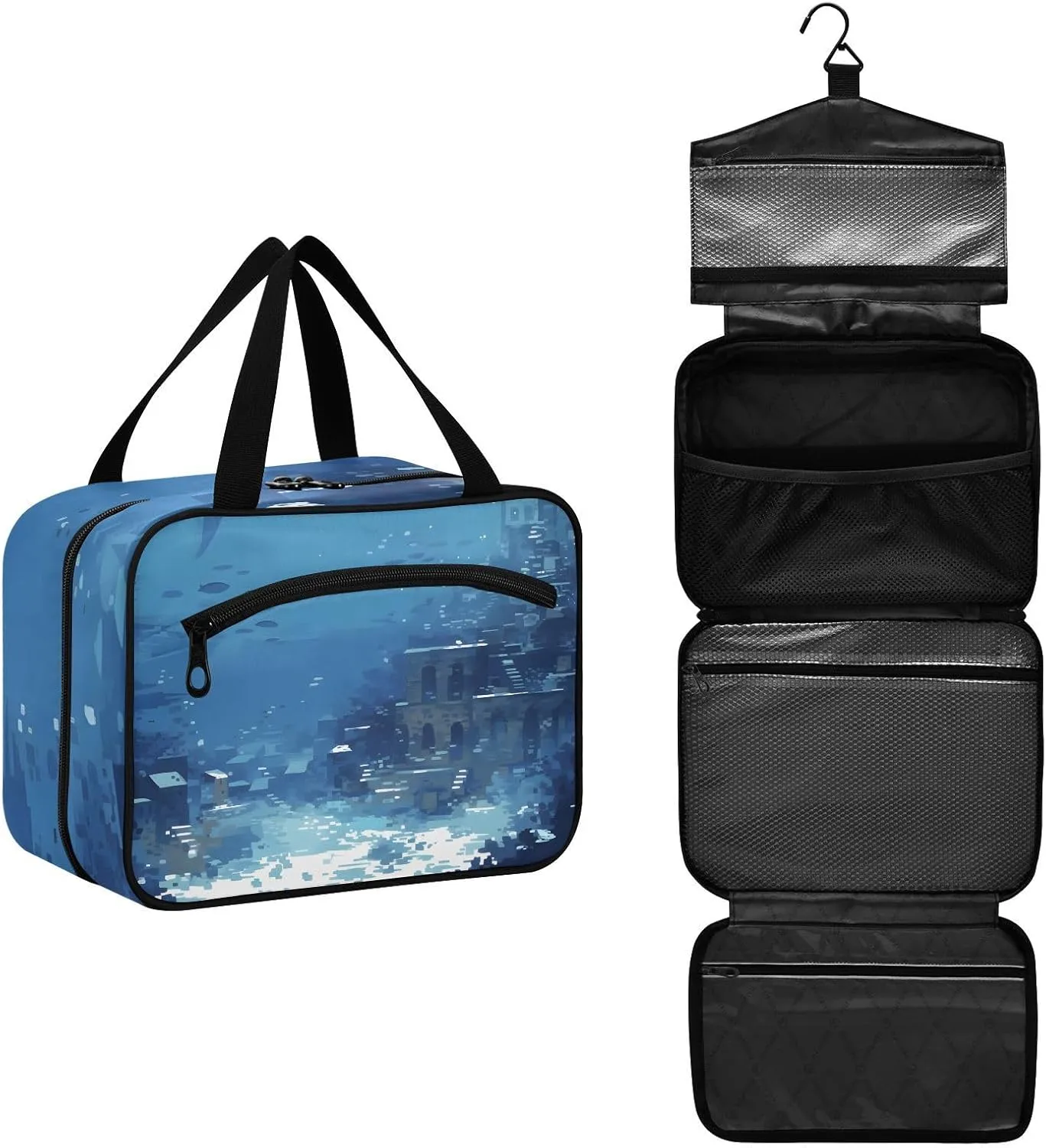 An Ocean World Travel Toiletry Bag for Women Large Capacity, Travel Essentials Organizer, Hanging Makeup Case for Accessories, Cosmetics, Toiletries