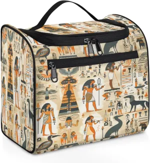 Ancient Egyptian Travel Toiletry Bag for Men and Women, Large Hanging Makeup Bag Organizer Toiletries Bag for Travel, Cosmetic Bag with Handle