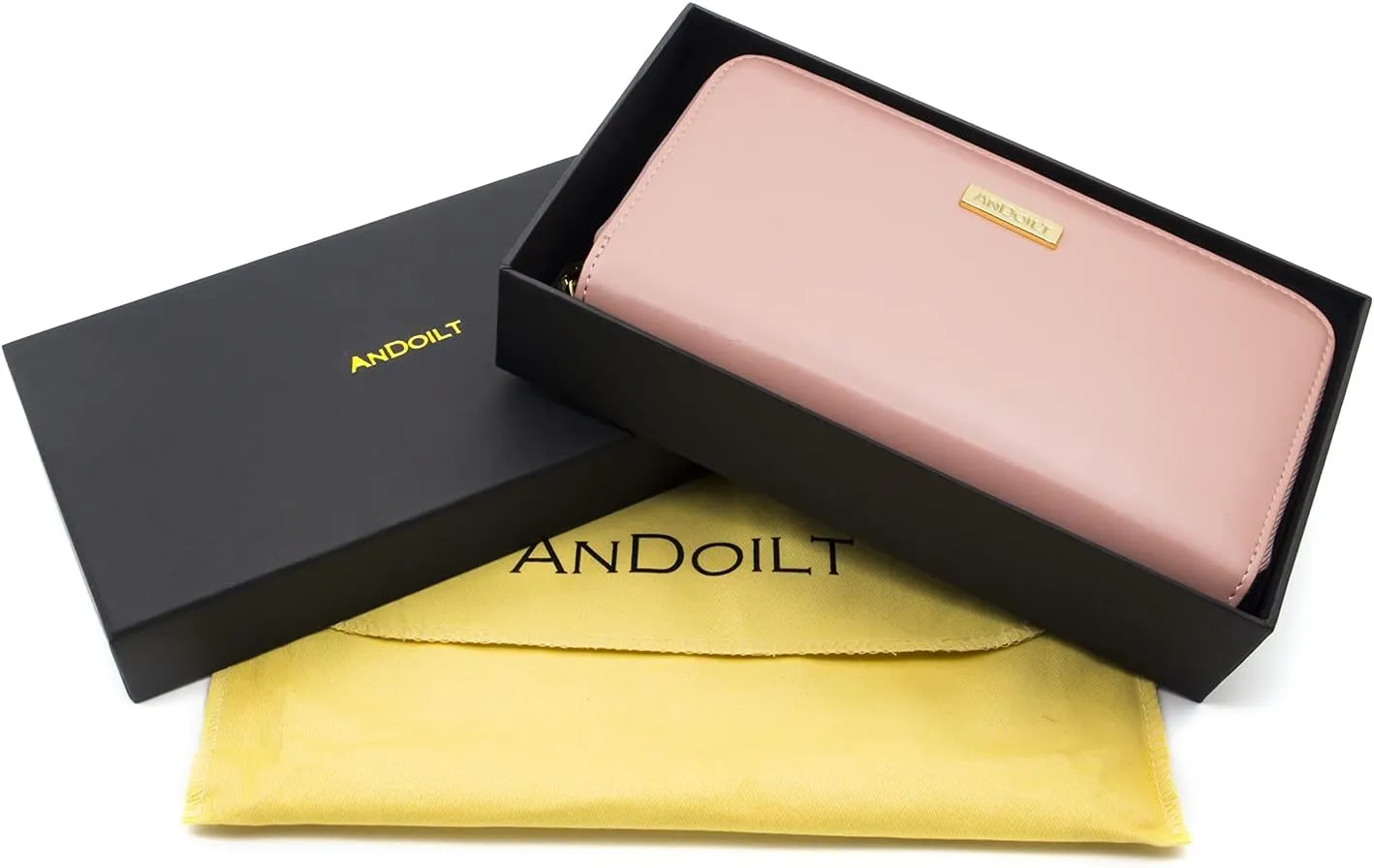 ANDOILT Genuine Leather Wallet for Women Men RFID Blocking Credit Card Holder Zipper Purse Cell Phone Handbag