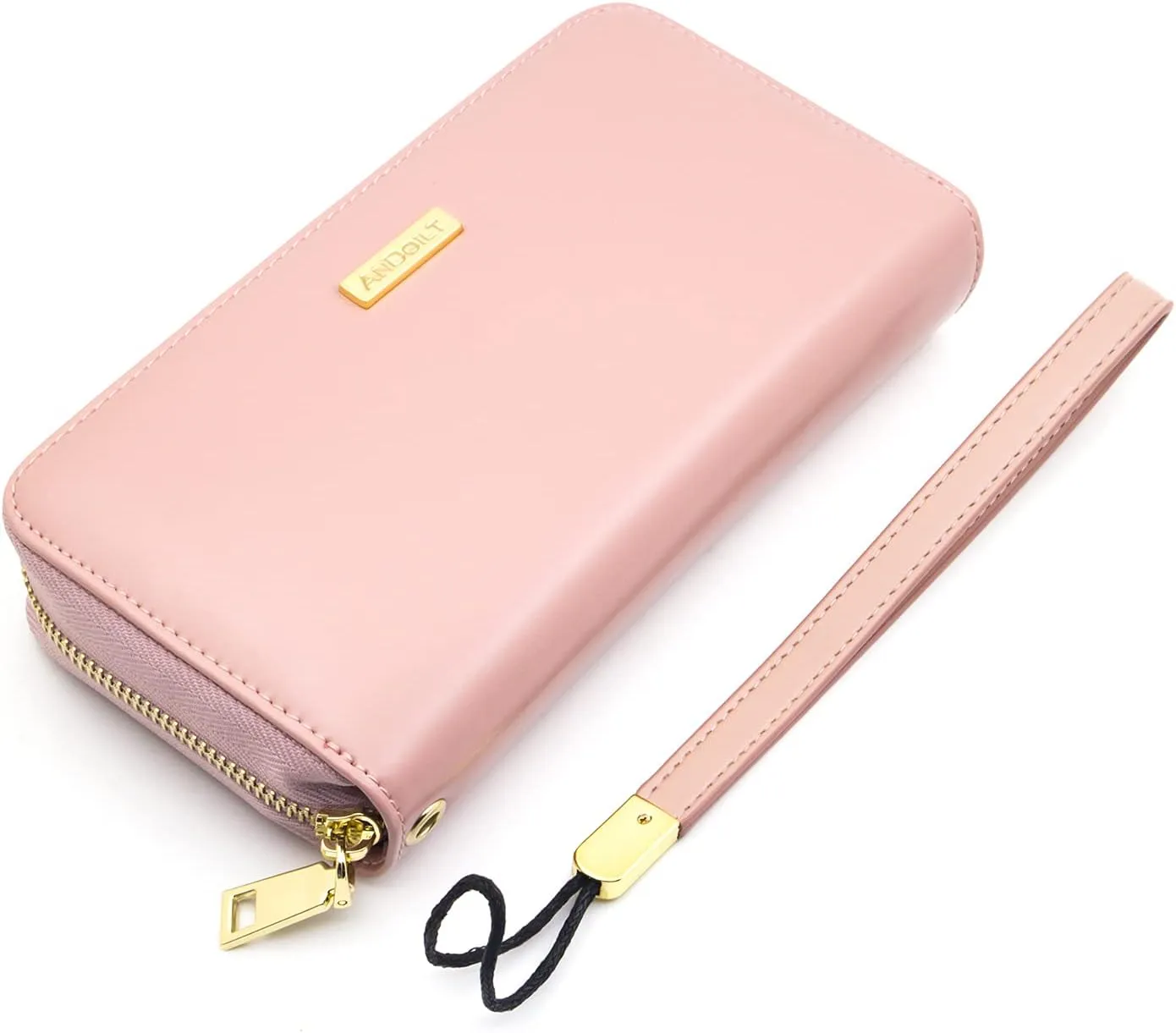 ANDOILT Genuine Leather Wallet for Women Men RFID Blocking Credit Card Holder Zipper Purse Cell Phone Handbag