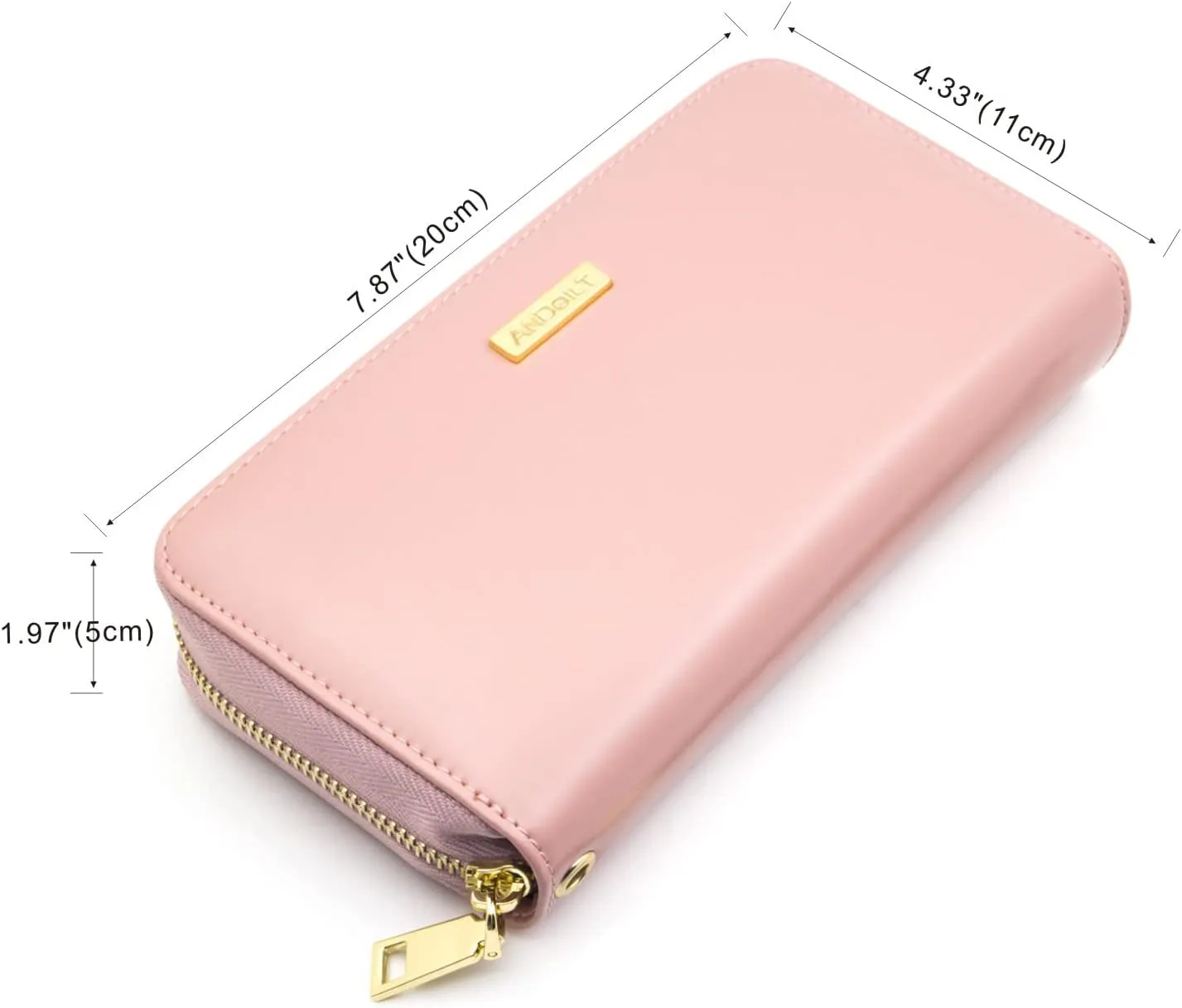 ANDOILT Genuine Leather Wallet for Women Men RFID Blocking Credit Card Holder Zipper Purse Cell Phone Handbag