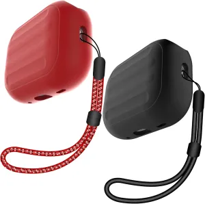 Anti-Lost Case Compatible with Airpods Pro 2,Wireless Charging, LED Visible,Lanyard Included. (Black-red)