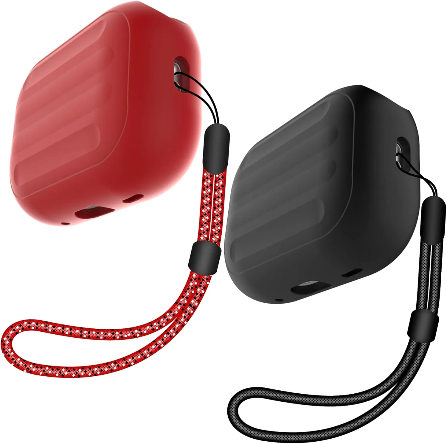 Anti-Lost Case Compatible with Airpods Pro 2,Wireless Charging, LED Visible,Lanyard Included. (Black-red)
