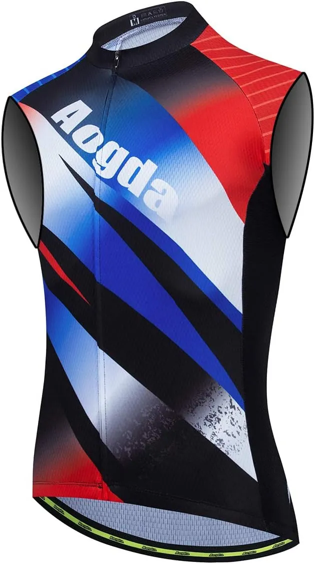 Aogda Sleeveless Cycling Jerseys Men Bike Shirts Biking Vest Clothing Bicycle Tops