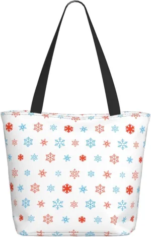 Applique Christmas Snowflake Orange Tote Bag Women Reusable Shopping Bags Shoulder Bag Portable Storage HandBags