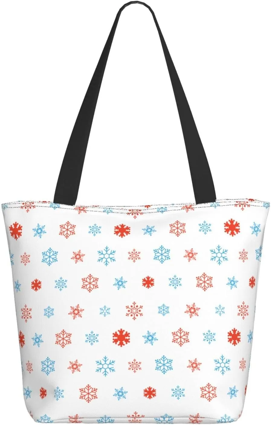 Applique Christmas Snowflake Orange Tote Bag Women Reusable Shopping Bags Shoulder Bag Portable Storage HandBags