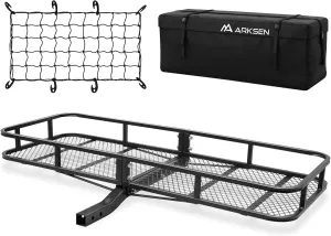 ARKSEN 60 x 23 x 5.5 Inch Hitch Cargo Carrier with Waterproof Cargo Bag&Nylon Net, 500 Lbs Capacity 2'' Receiver Tow Hitch Luggage Storage Basket for SUV, Pickup Truck & Car Camping Traveling