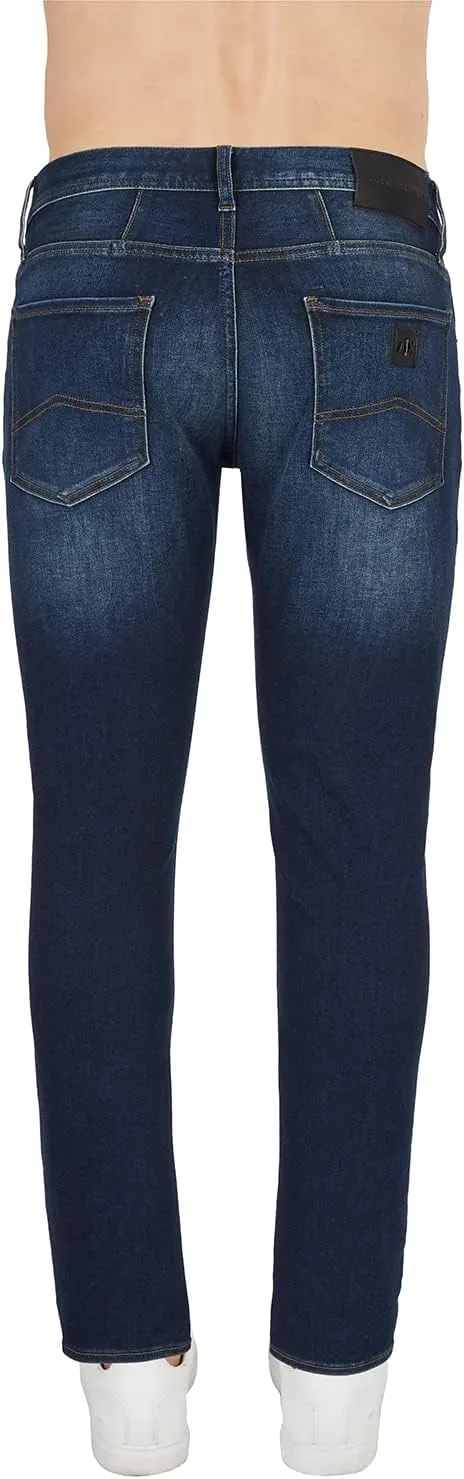 Armani Exchange Men's 5 Pocket Comfort Fleece Denim Dark Blue Wash Pant
