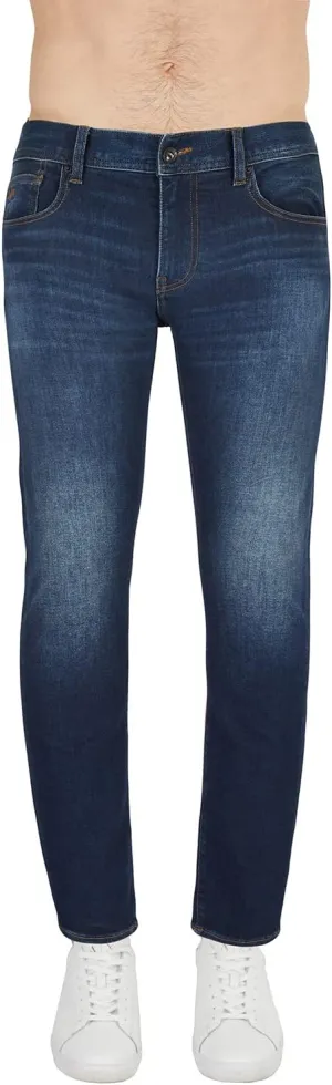 Armani Exchange Men's 5 Pocket Comfort Fleece Denim Dark Blue Wash Pant