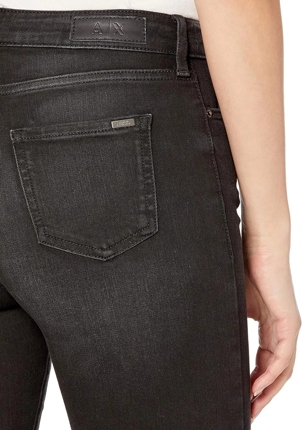 Armani Exchange Women's Classic Five Pocket Skinny Fit Jeans with Frayed Hems