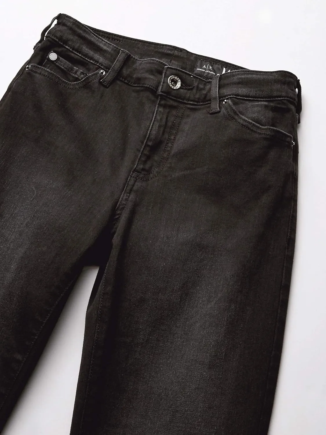 Armani Exchange Women's Classic Five Pocket Skinny Fit Jeans with Frayed Hems