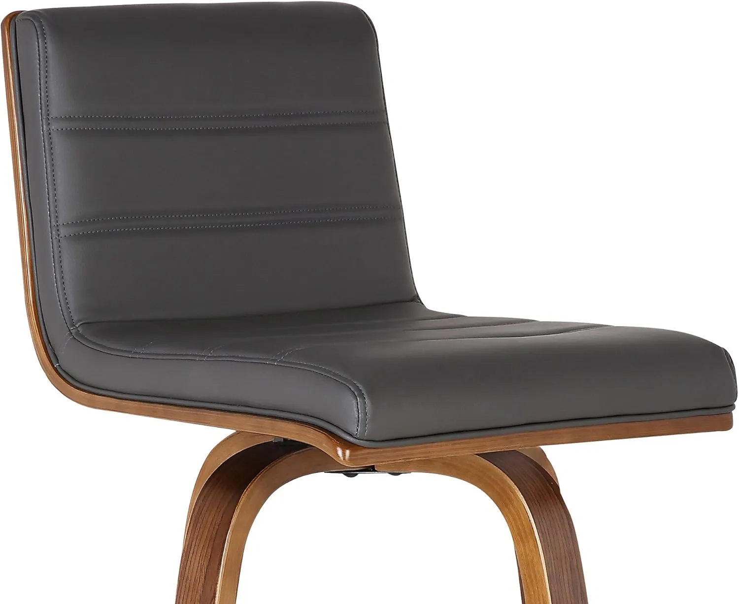 Armen Living Vienna Mid-Century Modern 30" Bar height Barstool Faux Leather Wood Finish, Grey/Walnut