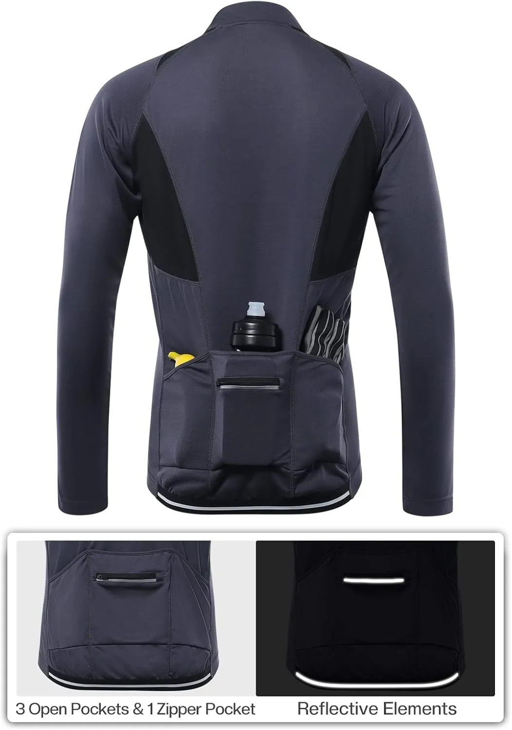 ARSUXEO Men's Half Zipper Cycling Jerseys Long Sleeves Mountain Bike Shirts 6031