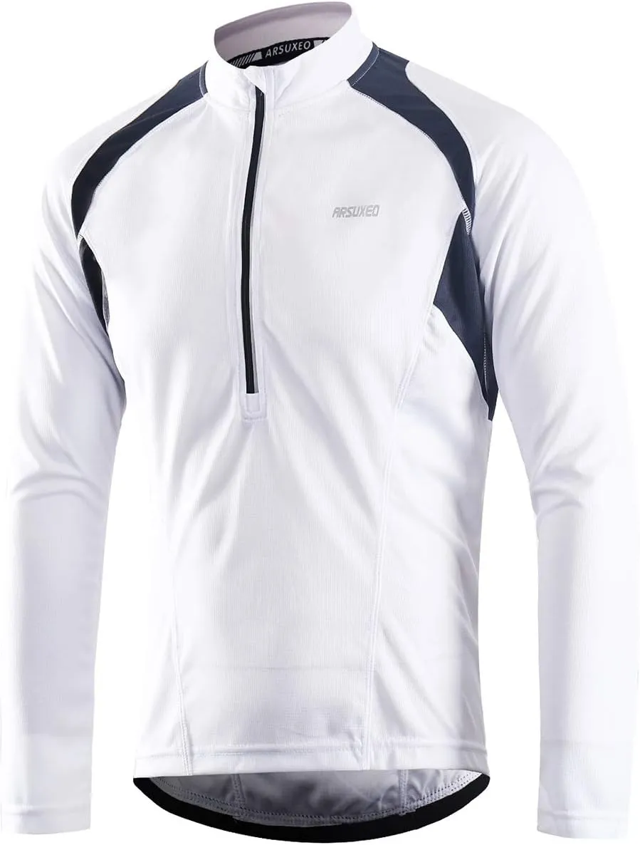 ARSUXEO Men's Half Zipper Cycling Jerseys Long Sleeves Mountain Bike Shirts 6031