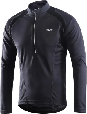 ARSUXEO Men's Half Zipper Cycling Jerseys Long Sleeves Mountain Bike Shirts 6031