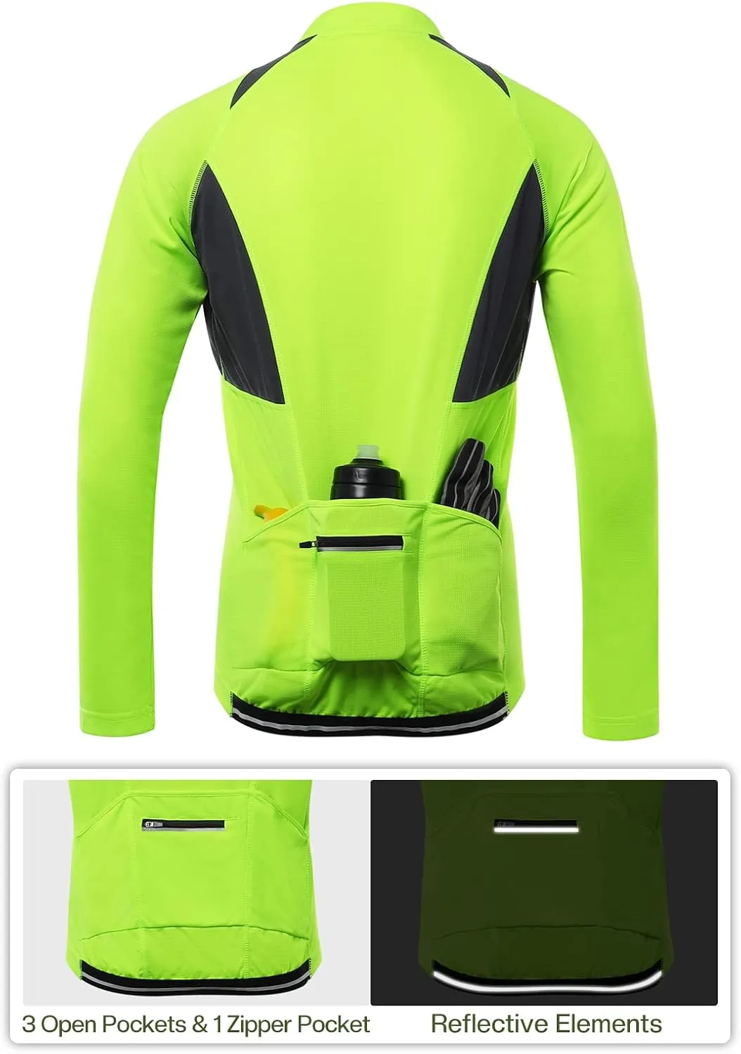 ARSUXEO Men's Half Zipper Cycling Jerseys Long Sleeves Mountain Bike Shirts 6031