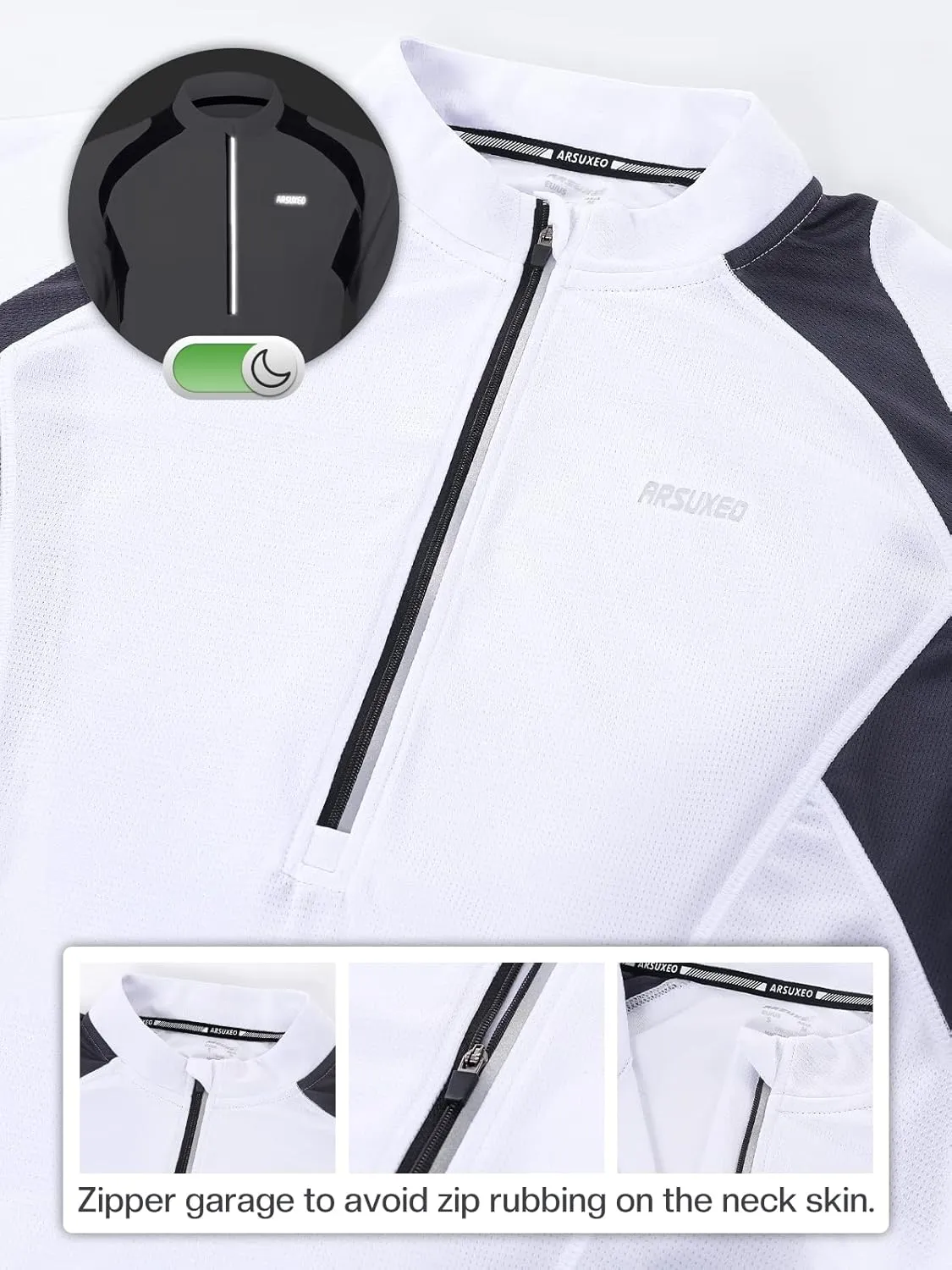 ARSUXEO Men's Half Zipper Cycling Jerseys Long Sleeves Mountain Bike Shirts 6031