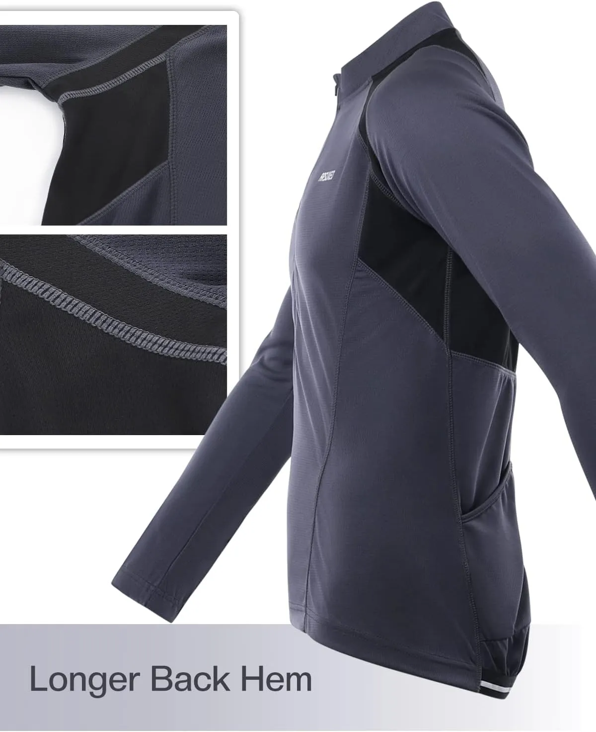 ARSUXEO Men's Half Zipper Cycling Jerseys Long Sleeves Mountain Bike Shirts 6031