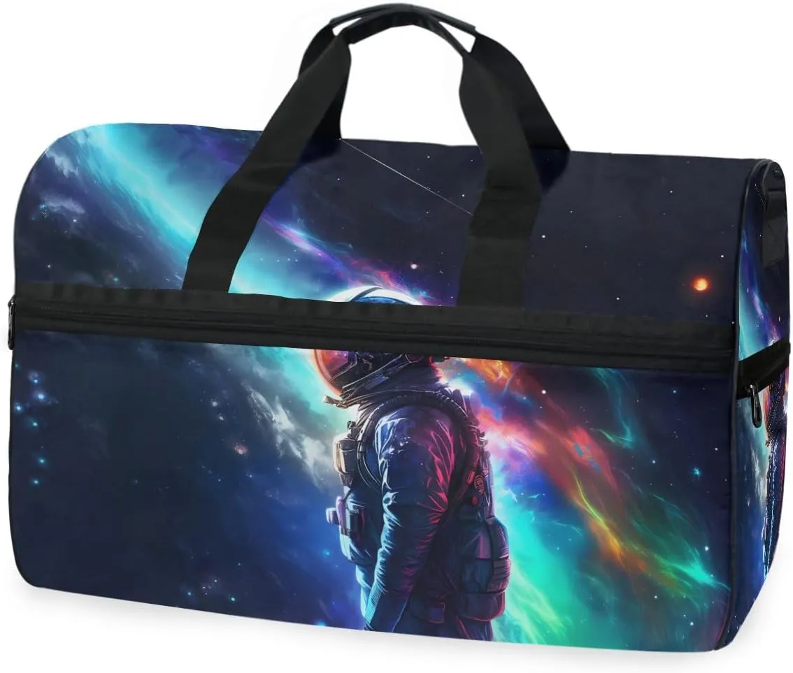 Astronaut 2 Travel Duffel Bag Luggage Sports Gym Bags With Shoes Compartment Large Capacity Lightweight Duffle Bag For Men Women
