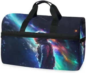 Astronaut 2 Travel Duffel Bag Luggage Sports Gym Bags With Shoes Compartment Large Capacity Lightweight Duffle Bag For Men Women