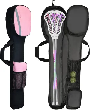 AUMTISC Lacrosse Stick Bag for Men Women, Padded Lacrosse Equipment Bag with Separate Cleats Compartment, Removable Shoulder Strap and Water Bottle Pocket, 46" Lax Stick Gear Bag