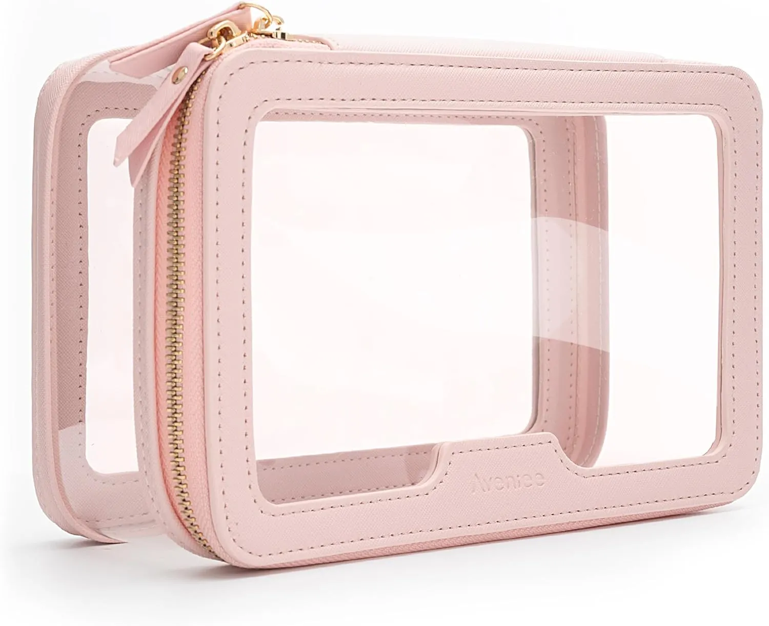 Aveniee Clear Makeup Bag Travel Toiletry Case for Women, Large Cosmetic Bag with Zipper, Transparent Waterproof Cosmetic Organizer Storage Bag(Pink)